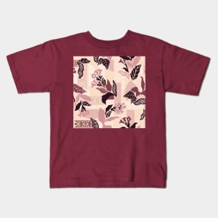 Pink Solid Shapes and Flowers Kids T-Shirt